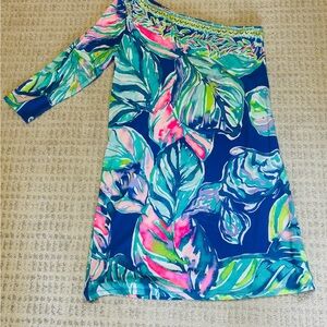 Lilly Pulitzer Vibrant Leaf Print One-Shoulder Cover-Up